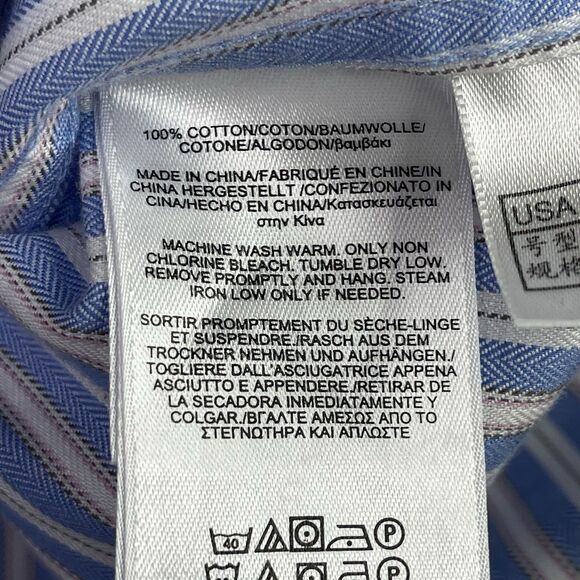 Brooks Brothers Regent Dress Shirt Men’s 16 1/2 Blue Striped Button Up Cotton - Picture 9 of 12